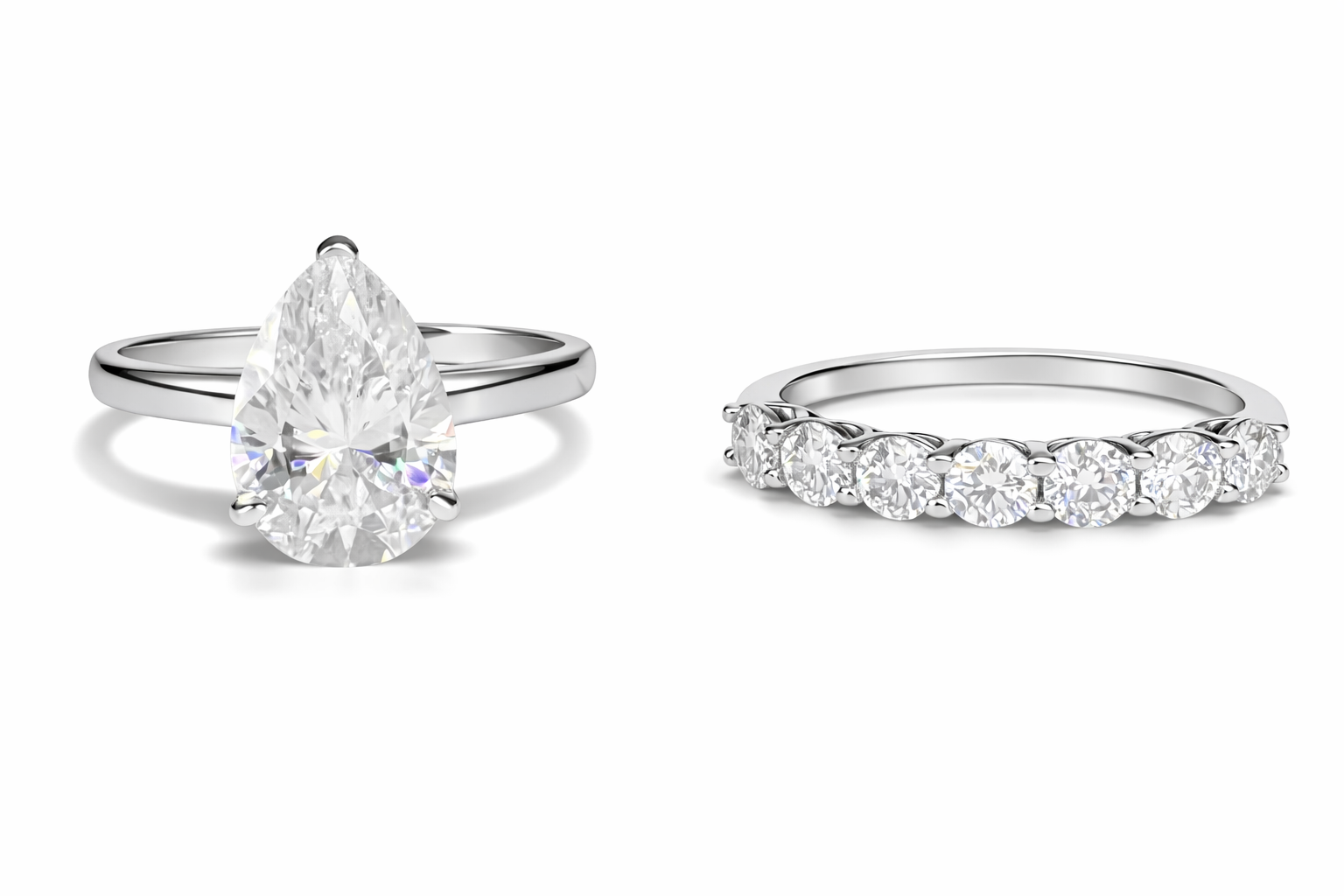 The Stack Set | Pear + Half Eternity Moissanite Ring Bundle